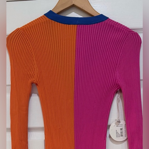 NWT STAUD Vivid Pink and Orange Long Sleeve Dress - Picture 4 of 4